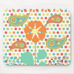 Flower Polka Dots Paisley Spring Whimsical Gifts Mousepads