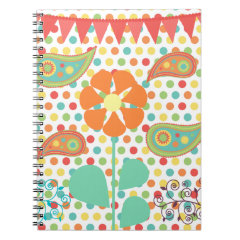 Flower Polka Dots Paisley Spring Whimsical Gifts Notebooks