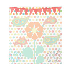 Flower Polka Dots Paisley Spring Whimsical Gifts Note Pad