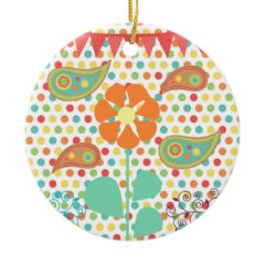 Flower Polka Dots Paisley Spring Whimsical Gifts Ornaments