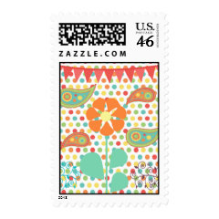 Flower Polka Dots Paisley Spring Whimsical Gifts Postage Stamp