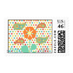 Flower Polka Dots Paisley Spring Whimsical Gifts Postage Stamp