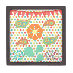 Flower Polka Dots Paisley Spring Whimsical Gifts Premium Gift Box