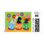 Flower Pot Lab Puppies Painting Stamps