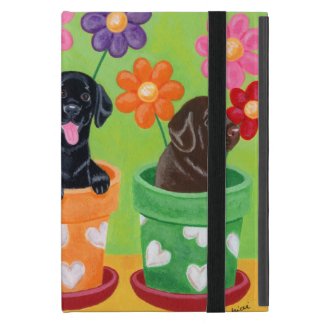 Flower Pot Labrador Puppies iPad Mini Cases