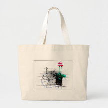 Flower Pot On A Tricycle Tote Bags