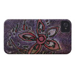 Flower Potato Carving with Cross Hatching Purple iPhone 4 Covers