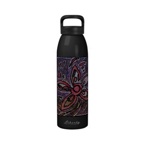 Flower Potato Carving with Cross Hatching Purple Water Bottles