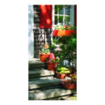 Flower Pots and Red Shutters Customized Photo Card