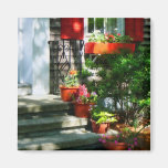 Flower Pots and Red Shutters Fridge Magnet