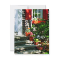 Flower Pots and Red Shutters Personalized Invite