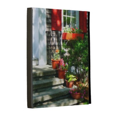 Flower Pots and Red Shutters iPad Folio Cover