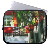 Flower Pots and Red Shutters Laptop Computer Sleeve