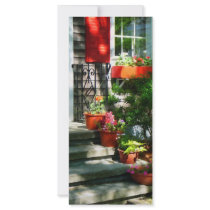 Flower Pots and Red Shutters Personalized Rack Card