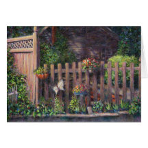 Flower Pots Hanging on a Fence Card