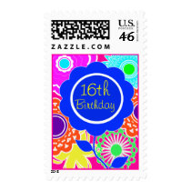Flower Power 16th Birthday Postage