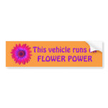 flower power bumper sticker lt orange, This veh...