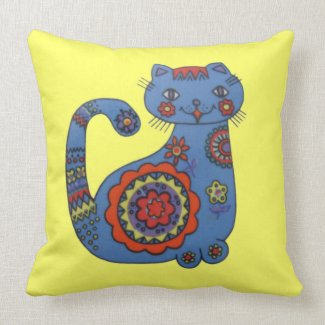 Flower Power Cat American MoJo Pillow