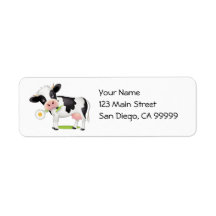 Flower Power Cow Custom Return Address Label