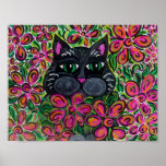 Flower Power Fat Cat  Poster