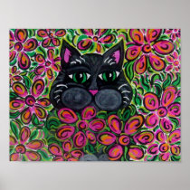 Flower Power Fat Cat  Poster