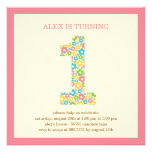 Flower Power First Birthday Invitation - Pink invitations