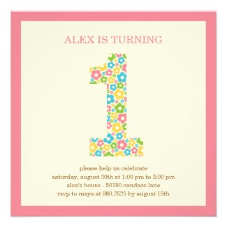 Flower Power First Birthday Invitation - Pink Invites