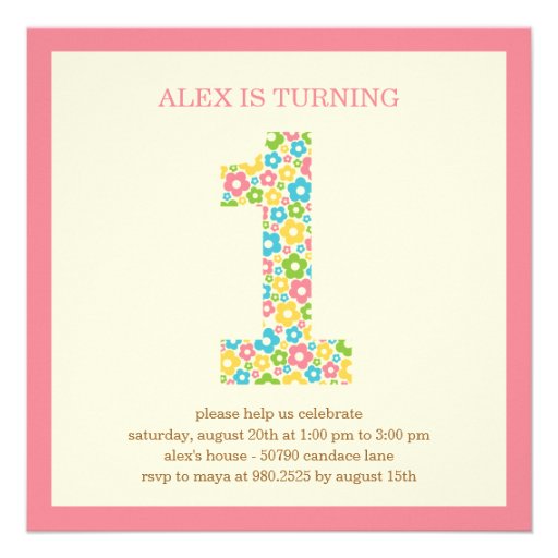 Flower Power First Birthday Invitation - Pink