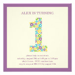 Flower Power First Birthday Invitation - Purple invitations