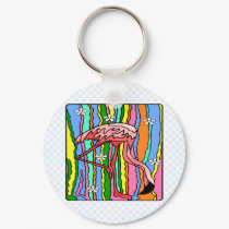 Flower-Power Flamingo keychains by BisforBirds Flower-Power Flamingo keychains