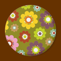 Flower Power Magnet Green