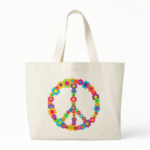 Flower Power Peace Tote Bag