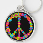 Flower Power Peace Key Chain