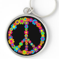 Flower Power Peace Key Chain