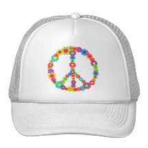 Flower Power Peace Mesh Hats