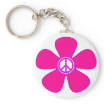 Flower Power Peace Sign Keychain