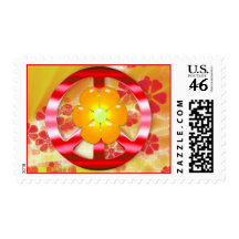 Flower Power Peace Sign Postage Stamps