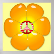 Flower Power Peace Sign Poster Print