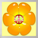 Flower Power Peace Sign Poster Print