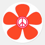 Flower Power Peace Sign Round Sticker