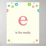 Flower Power Personalized Kids Wall Art Print