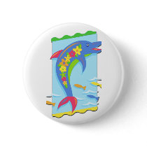 Flower Power Porpoise Pinback Buttons