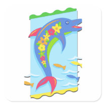 Flower Power Porpoise Square Sticker