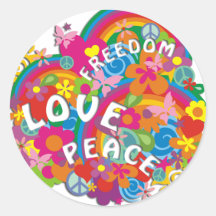Flower Power Rainbow Round Sticker