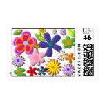 Flower Power Retro Floral Vector Stamp