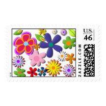 Flower Power Retro Floral Vector Stamp