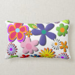 Flower Power Retro Floral Vector Throw Pillow