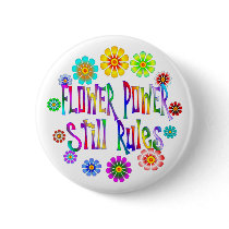 Flower Power Rules Pinback Buttons
