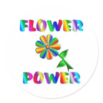 Flower Power Round Stickers