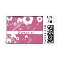 Flower Power Sweet 16 Postage Stamp by Augie_Designs Flower Power Sweet 16 Postage Stamp